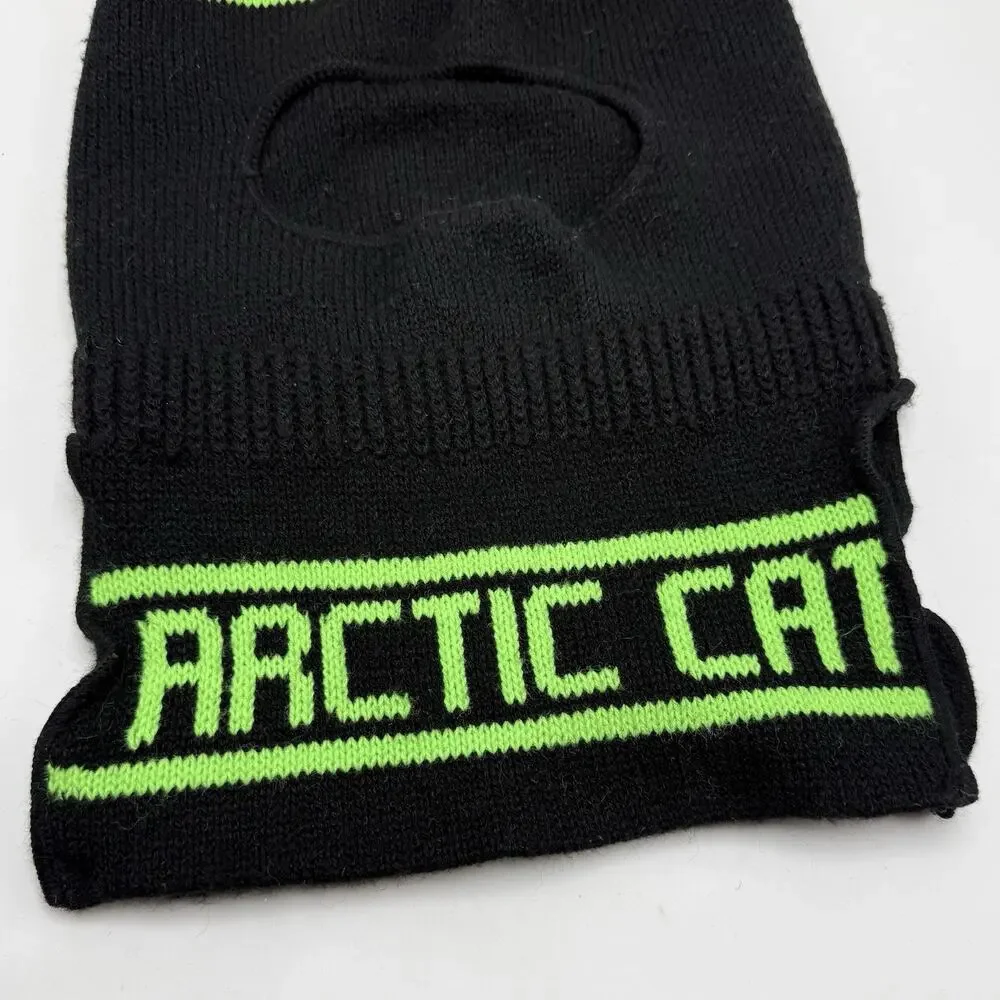 Vintage Arctic Cat Balaclava Full Face Snowmobile Ski Mask Black Neon 90s USA